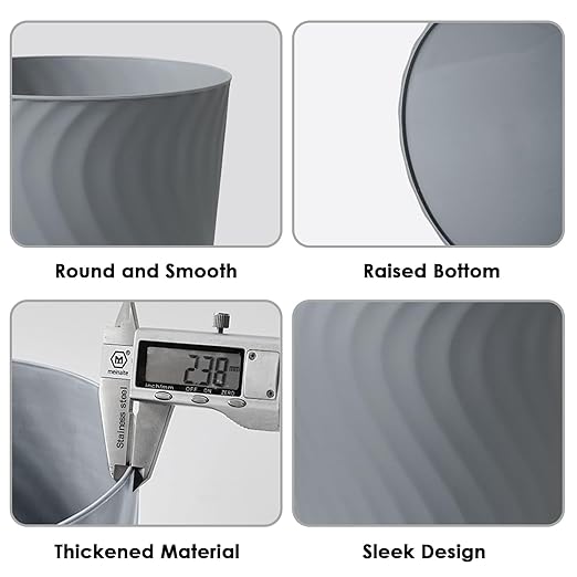 YGJT Small Trash Can, 3 Pack 1.8 Gallons Bathroom Trash Can Waste Basket, Round Garbage Can, Plastic Trash Bin for Kitchen, Dorm, Bedroom, Office, Living Room, Study, Compact Spaces(Grey)