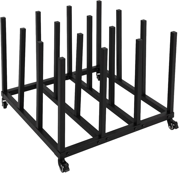 Vinyl Storage Rack | 16 Roll Heavy Duty Media R-oll Cart | Vinyl roll Holder Storage Rack | Round Core Mobile Storage Cart Rack | for Blueprint S-torage/Fabric Organization | Black