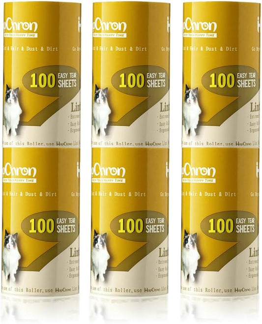Extra Sticky Lint Roller Refills Only, Total 600 Easy Tear Sheets, Fits Most 3.9"-4" Standard Size Lint Roller with Inner Diameter at 1.5", Works Great On Pet Hair
