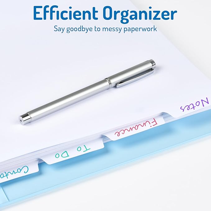 Forvencer Blank Writable Binder Dividers, 1/5 Cut Tabs, 3 Hole Punch Dividers with Reinforced Edge, Binder Dividers with Tabs, Letter Size, 3 Sets, 15 Dividers, White