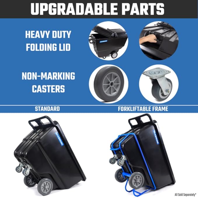 Tilt Truck, 1/2 Cu. Yd. Capacity Dump Cart with Non-Marking 12” Wheels & 5” Casters for Handling, Transporting on Construction Jobsites, 750 lbs, Trash Cart with Wheels DUC12T-NM