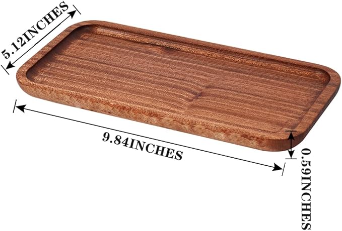 9.84in Wooden Vanity Tray, Bathroom Tray Countertop Organizer Tray for Candle Perfume Soap Dispenser Jewelry Keys