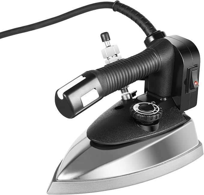 1200W Industrial Steam Iron with Dry & Steam Function – 5-Temp Settings, 0.79Gal Water Tank, Anti-Scald Plate for Garment Factories, Clothing Shops, Dry Cleaners and Hotels