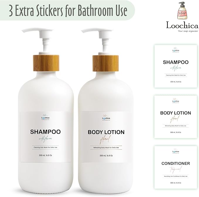 2 Pack White Glass Soap Dispenser Set for Kitchen Sink, Hand and Dish Soap, Matte White Finish, Rustic Decor