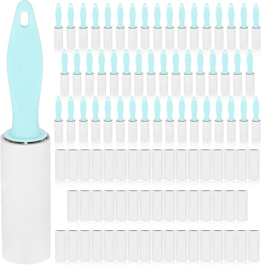 Hushee 50 Pack Mini Lint Rollers 3000 Sheets Travel Size Lint Roller Small Portable Remover for Couch Furniture Clothes Cat Hair Removal 5.9 x 1.1 Inches(Blue)