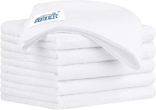 HOMEXCEL White Microfiber Cleaning Cloth 6 Pack 12.5 x 12.5 inch Microfiber Towels for Cars Ultra Absorbent Car Washing Cloth Lint Free Streak Free Cleaning Rags for Car Kitchen Window