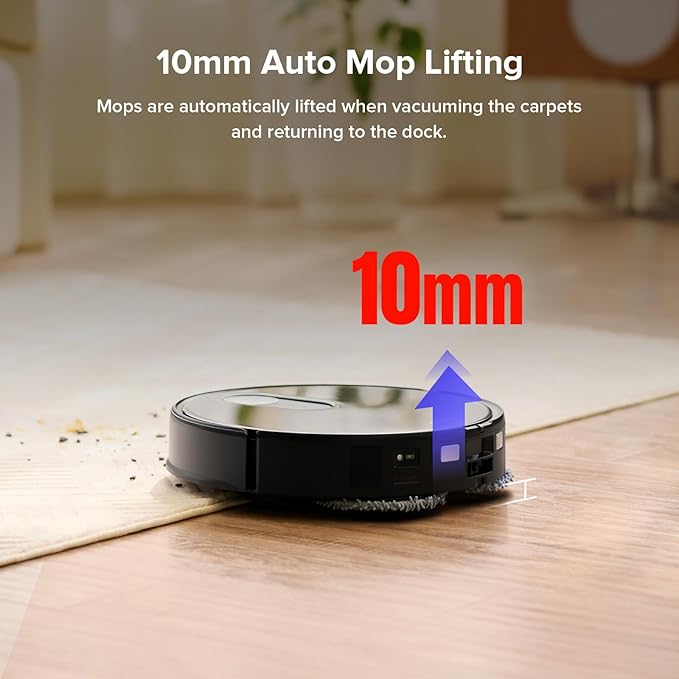 roborock Qrevo Slim Robot Vacuum and Mop Combo, 8.2cm Ultra-Slim, 3D Sensing Tech, Advanced Obstacle Recognition, 11,000Pa Suction, FlexiArm Side Brush & Mop, Auto Mop Washing & Drying, Self-Emptying