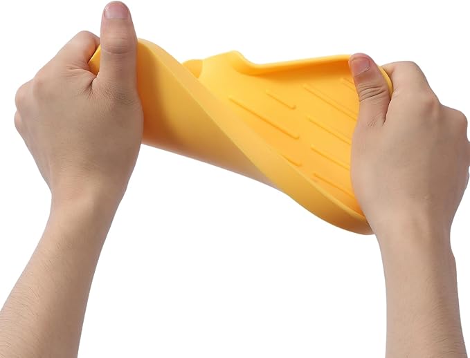 Silicone Bathroom Soap Dishes with Drain Spout-Bathroom and Kitchen Sink Organizer,Sponge Holder,Dish Soap Tray,Perfect for Dispenser,Scrubber,Bottle,Cup on Sink or Counter-Yellow 9.6"×5.3"