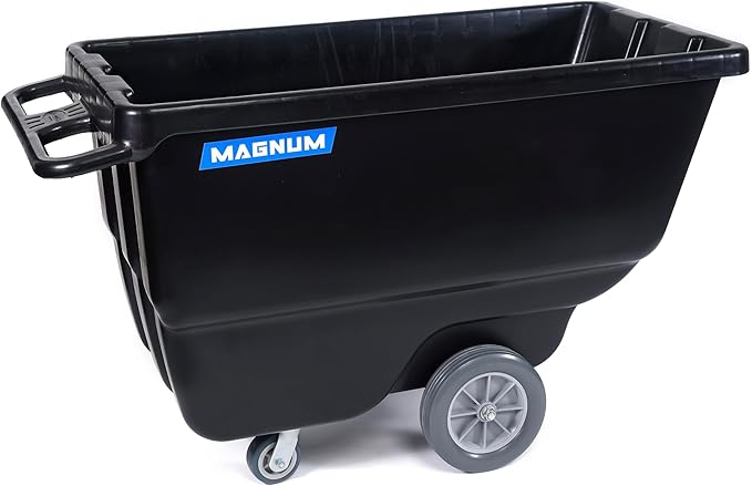 Tilt Truck, 1/2 Cu. Yd. Capacity Dump Cart with Non-Marking 12” Wheels & 5” Casters for Handling, Transporting on Construction Jobsites, 750 lbs, Trash Cart with Wheels DUC12T-NM