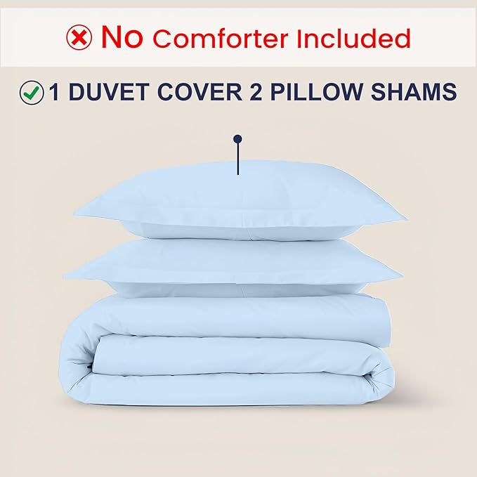 Kotton Culture 120"x98" 3 Pc Oversized King Duvet Cover Set 100% Egyptian Cotton - Luxury 1000 TC Hotel Quality Comforter Cover with Zipper Closure & Corner Ties - Fits Large King Inserts Sky Blue