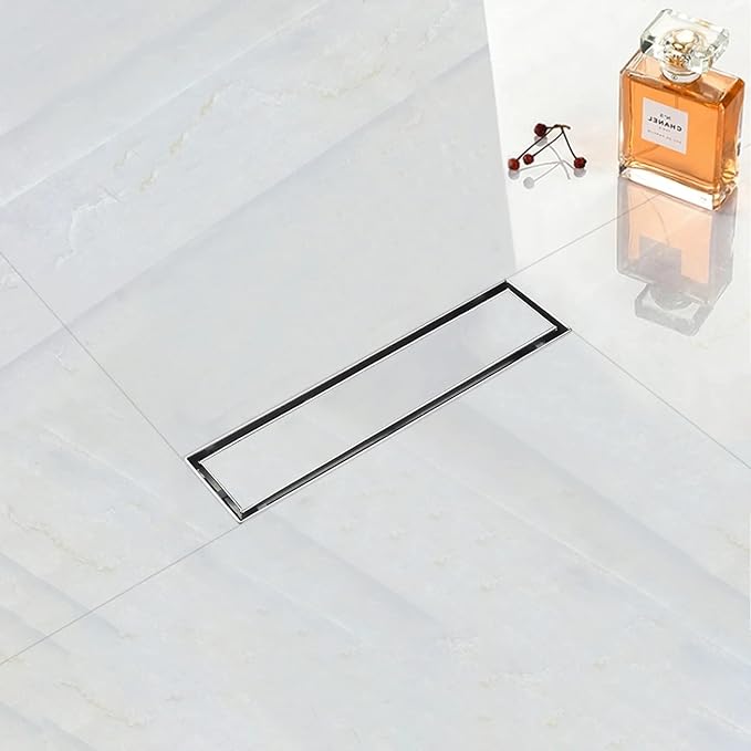 Linear Shower Drain, 12 inch Drain with Tile Insert 2-in-1 Panel, Brushed 304 Stainless Steel Shower Floor Drain, Linear Drain with Hair Strainer and Adjustable Feet