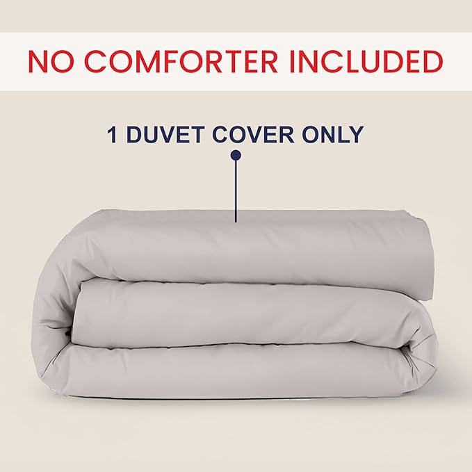 Kotton Culture 120"x120" 1 Pc Super King Plus/Super Oversize King Duvet Cover Only 100% Egyptian Cotton - 1000 TC, Zipper Closure & Corner Ties - Fits Only Extra Large Inserts - Light Grey