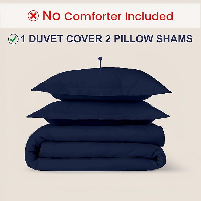 Kotton Culture 120"x120" 3 Pc Super King Plus/Super Oversize King Duvet Cover Set 100% Egyptian Cotton - 1000 TC, Zipper Closure & Corner Ties - Fits Only Extra Large Inserts - Navy Blue