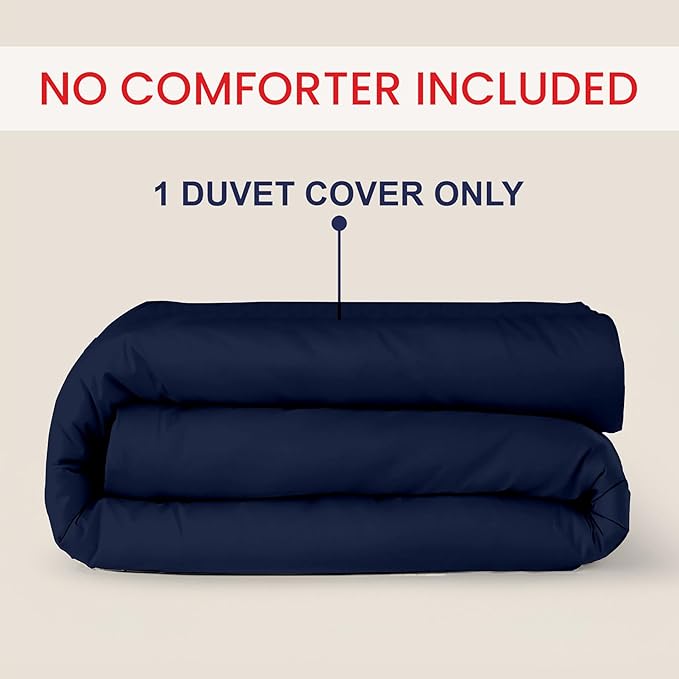 Kotton Culture 120"x120" 1 Pc Super King Plus/Super Oversize King Duvet Cover Only 100% Egyptian Cotton - 1000 TC, Zipper Closure & Corner Ties - Fits Only Extra Large Inserts - Navy Blue