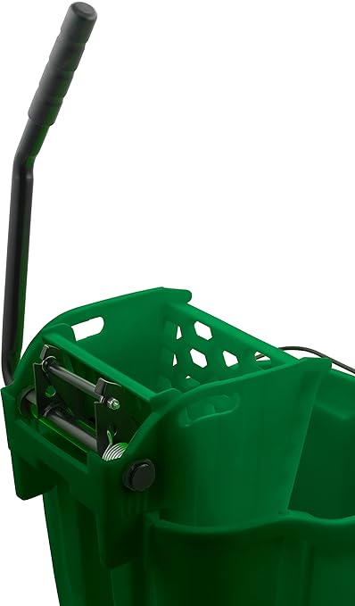 Carlisle FoodService Products Omnifit Mop Bucket with Side Press Wringer for Floor Cleaning, Kitchens, Restaurants, Office, And Janitorial Use, Polypropylene (Pp), 35 Quarts, Green