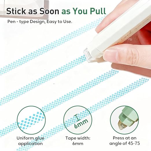 4Pcs Double Sided Tape Pens, 2025 New Multipurpose Double Sided Tape Roller for Scrapbooking, Gift Wrapping, Photo Mounting, Gradient Color DIY Handwork Glue Stick for School Office & Crafts (Green)