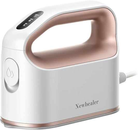 Newbealer Smart Steam Iron for Clothes - 1200W Professional-Grade Turbocharged 3 Steam & 3 Dry Heat Modes, 45s Heat-Up, 6oz Tank, Auto-Off, Nonstick Ceramic Soleplate for Home, RV & Hotel (Gold)