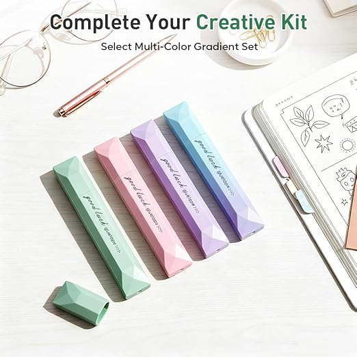 4Pcs Double Sided Tape Pens, 2025 New Multipurpose Double Sided Tape Roller for Scrapbooking, Gift Wrapping, Photo Mounting, Gradient Color DIY Handwork Glue Stick for School Office & Crafts (Green)