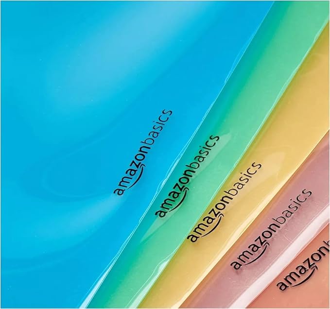 Amazon Basics Tab Dividers for 3 Ring Binder, Two Pocket, Letter Size, Assorted Colors, 15 Count