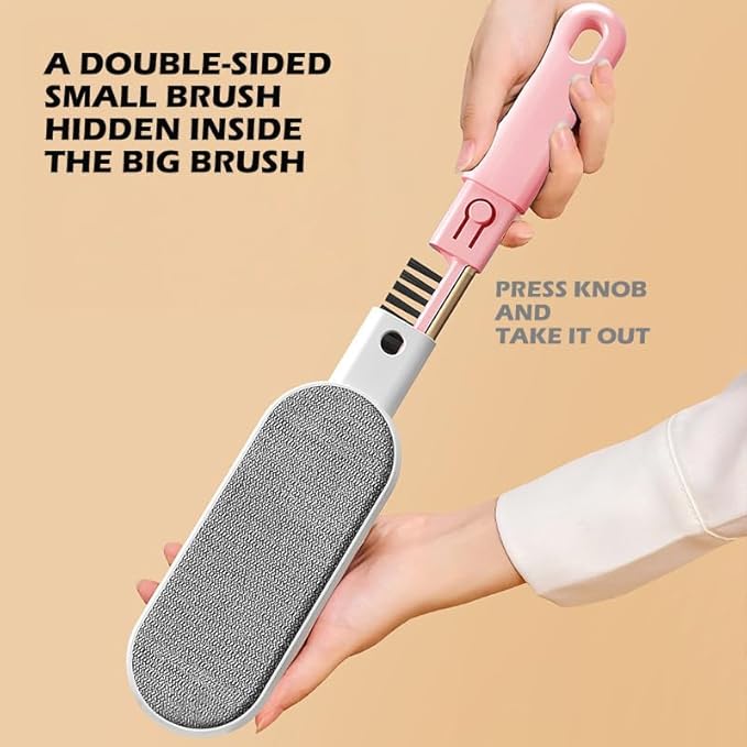 Travel Size Lint Brushes for Clothes, Cat Dog Hair Remover for Lundary, Self-Cleaning Lint Remover for Bed Sofa Coat, Best Hair Cleaning Brushes Better Than Lint Roller (Mini Pink)
