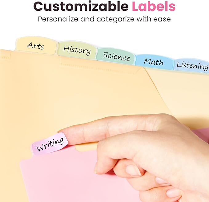 Sooez 8-Tab Binder Dividers with Two Pockets, 8 Tabs Dividers for 3 Ring Binder Organizers, 3-Hole Plastic Sheets Protectors for US Letter Size, School, College, Office Supplies, Pastels, Set of 1