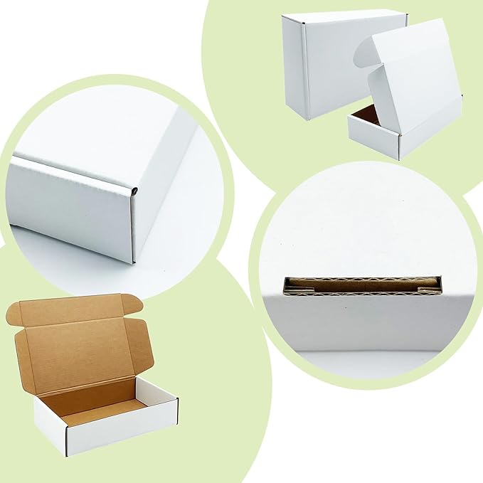 White Shipping Boxes 9x5x2 inch 50 Pack,Corrugated Boxes Mailer Packaging for Mailing Small Business，E-Commerce Gift Boxes for Wrapping Present Moving Storage Heavy Duty Recycled Cardboard Boxes