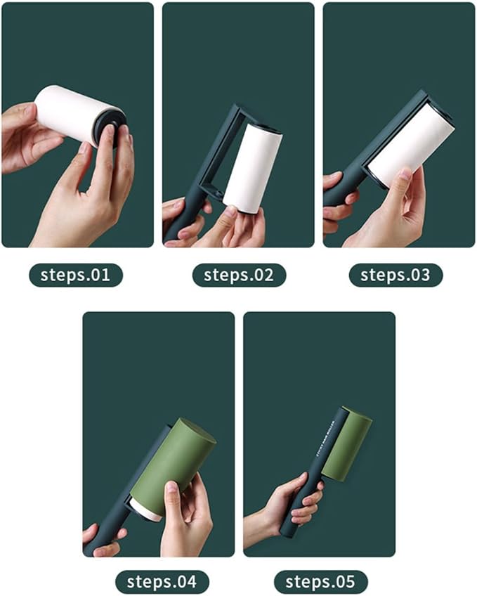 Sticky Lint & Pet Hair Remover Roller - 4 Adhesive Sheets Included (3 Refills) for Clothes, Furniture & Cars | Anti-Slip Handle, Dust-Proof Cover (Yellow)