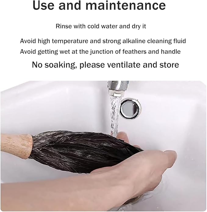 Feather Duster, Feather Dusters for Cleaning Ddzmz Fluffy Natural Genuine Ostrich Feathers with Wooden Handle Reusable Handheld Ostrich Feather Duster Cleaning Supplies, Gray and Brown(Length 16")