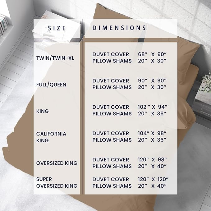 Kotton Culture 120"x120" 3 Pc Super King Plus/Super Oversize King Duvet Cover Set 100% Egyptian Cotton - 1000 TC Comforter Cover, Zipper Closure & Corner Ties - Fits Only Extra Large Inserts - Taupe