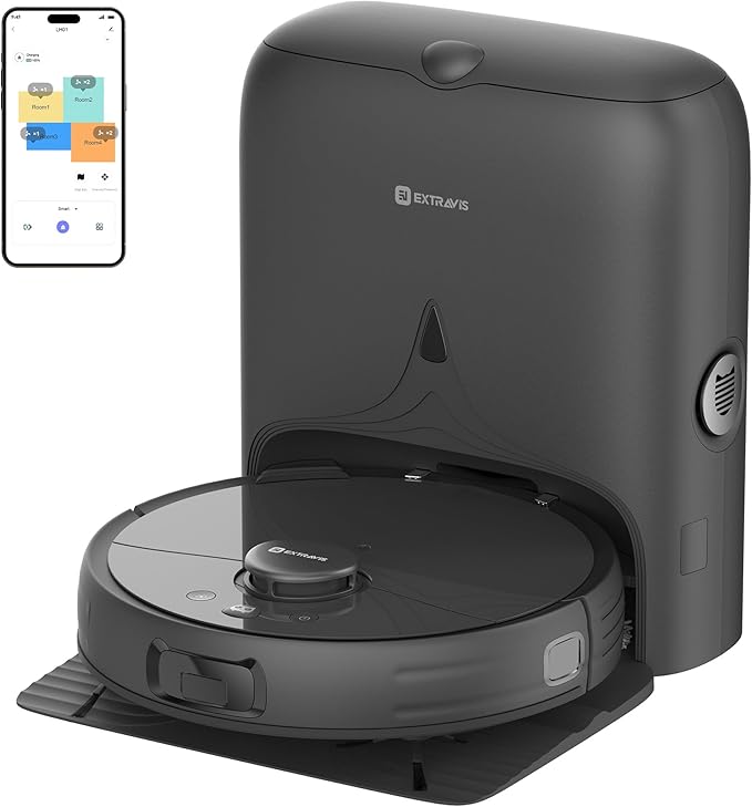 Robot Vacuum and Mop, V5 Tangle Cutter Technology for Pet Hair, 8500Pa Suction, 75-Day Capacity, LDS Navigation, Pet Laser, Robotic Vacuums Cleaner for Hair, Floors, Tile, Carpet, APP & Voice Control