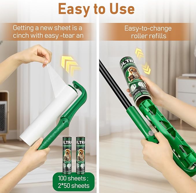 Large Lint Roller Refills for Lint Remover,4 Pack 10 Inch Big Lint Roller Refill Compatible with Evercare Mega Roller Cleaning for Carpets, Furniture, Pet Hair