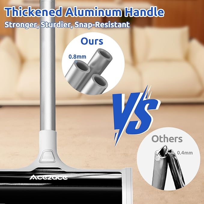 ACE2ACE A3 Pro Carpet Roller for Pet Hair, Carpet Pet Hair Removal Tool, Reusable Large Lint Rollers, 5 Feet Long Handle No Bending No Kneeling, Cat Dog Hair Remover for Carpet, Rugs, Mats, Black