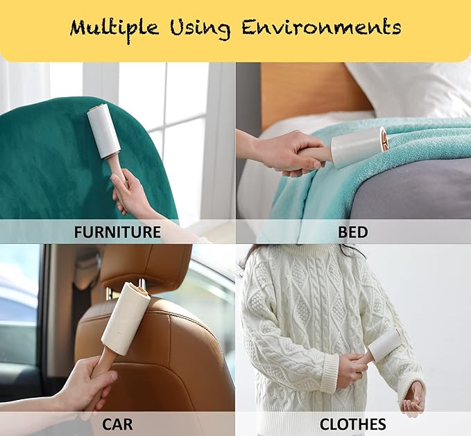 Lint Rollers Extra Sticky for Pet Hair [800 Sheets/4 Handles], Lint Remover Go Beyond Animal Fur, Dust and Other Dirt, Dog & Cat Hair Remover Rollers for Clothes, Furniture, Carpet, Car