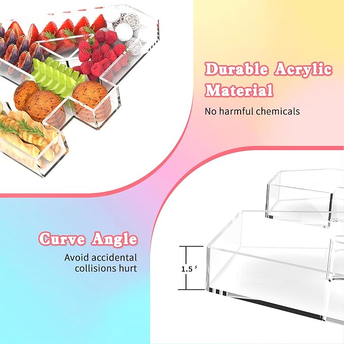 11" Acrylic Number Charcuterie Tray, Fillable Number Charcuterie Box for Food, Reusable Serving Cake Candy Dish Display Tray for Birthday Anniversary Party Decoration (Square Number 9)