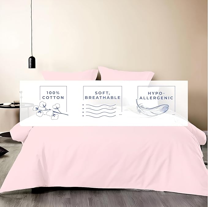 Kotton Culture 120"x120" 1 Pc Super King Plus/Super Oversize King Duvet Cover Only 100% Egyptian Cotton-1000 TC Comforter Cover, Zipper Closure & Corner Ties - Fits Only Extra Large Inserts-Pink Blush
