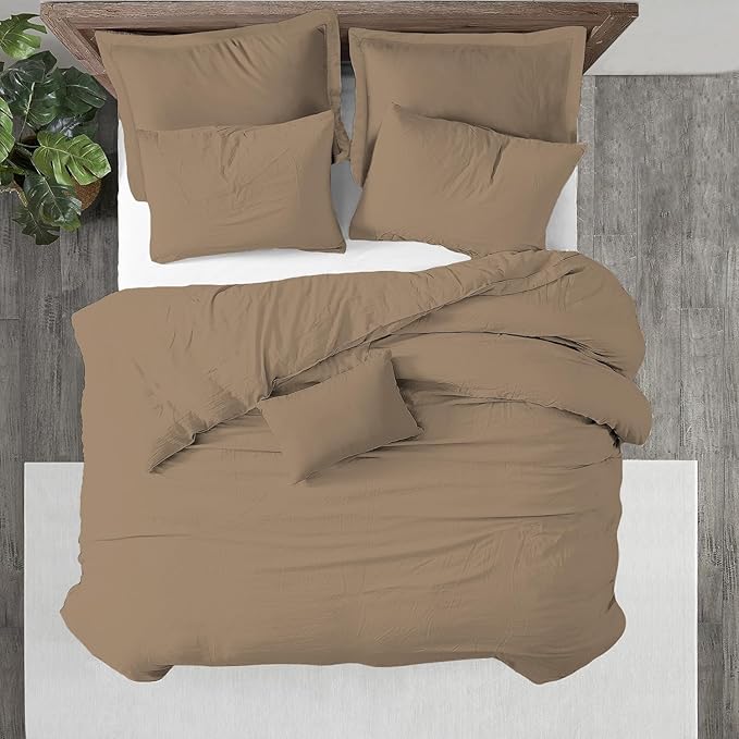Kotton Culture 120"x120" 3 Pc Super King Plus/Super Oversize King Duvet Cover Set 100% Egyptian Cotton - 1000 TC Comforter Cover, Zipper Closure & Corner Ties - Fits Only Extra Large Inserts - Taupe