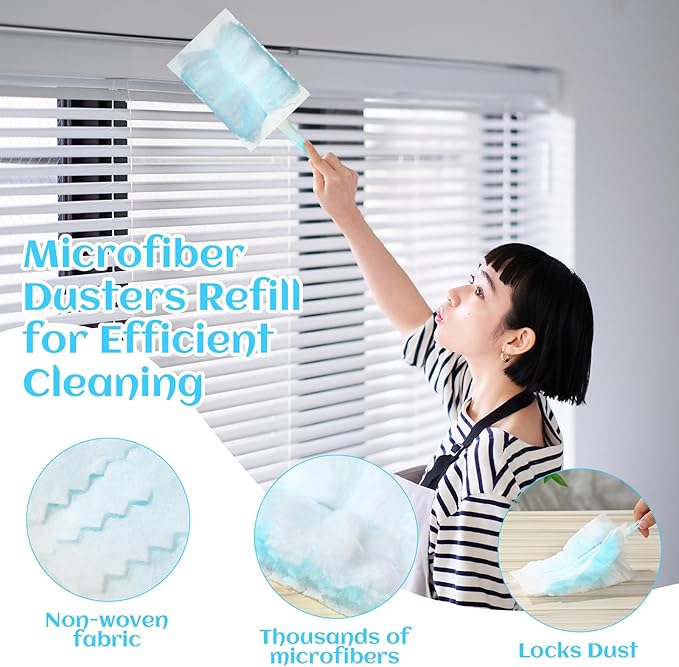 Mimorou 300 Pcs Disposable Dusters Refills Bulk Heavy Duty 180° Multi Surface Replacement Dusters for Cleaning Ceiling Fan with Microfibers Unscented (Light Colors)