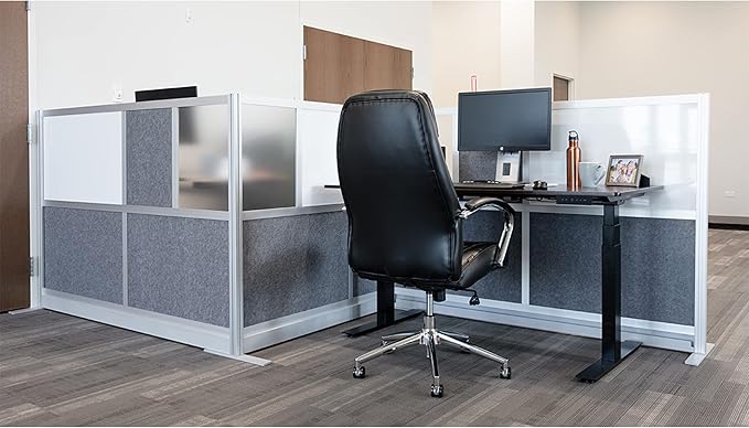 Workflow Modular Wall | Room Divider with Whiteboard, Sound Dampening, & Frosted Acrylic Panels | Expandable Office Partition for Privacy & Stability (53" x 70")