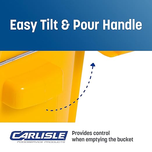 Carlisle FoodService Products 26-Quart Commercial Mop Bucket with Side-Press Wringer, Precision-Molded Polypropylene, Durable Wringer, Bucket with Non-Marking Casters, 18.5 x 16.5 x 23 Inches, Yellow
