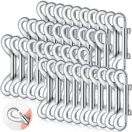 Hotop 40 Pcs 3.5 Inch Double Ended Bolt Snaps Hooks Zinc Alloy Trigger Chain Metal Clips Key Holder for Linking Key Chain Dog Leash Collar Pet Sling Feed Buckets(Silver)
