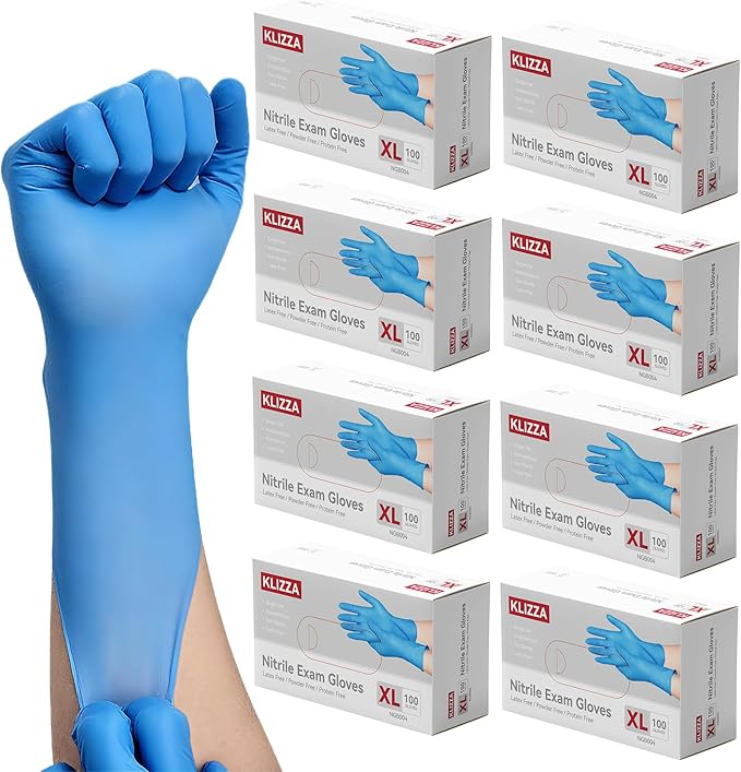 Nitrile Gloves Disposable, Latex and Powder Free Cleaning Rubber Gloves, 4 Mil Thick Safe for Food Prep, Cooking, Exam