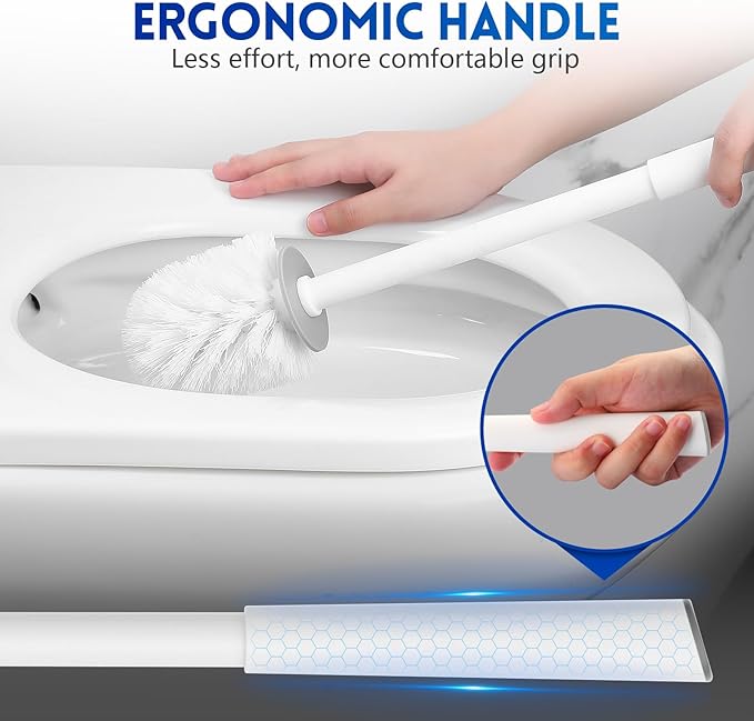 Toilet Brush and Holder Set, 2 Pack Toilet Scrubber, Compact Size for Storage and Organization, Bathroom Accessorie, Easy to Assemble, Classic PP Bristle, Wall Mountable. - White
