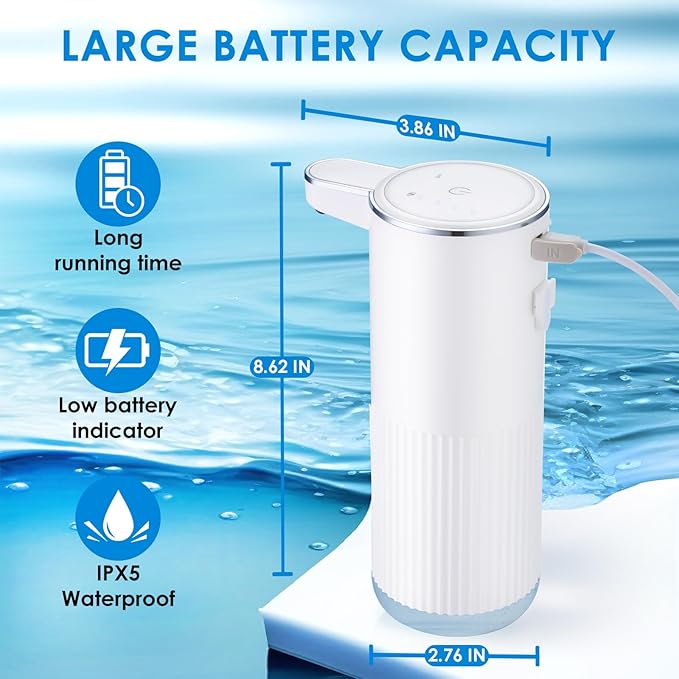 2 Pack Automatic Soap Dispenser Touchless, Rechargeable Foaming Hand Soap Dispenser, 4-Level Adjustable Foam for Bathroom Countertop, Electric (White)