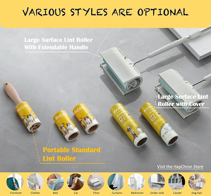 Lint Rollers Extra Sticky for Pet Hair [800 Sheets/4 Handles], Lint Remover Go Beyond Animal Fur, Dust and Other Dirt, Dog & Cat Hair Remover Rollers for Clothes, Furniture, Carpet, Car