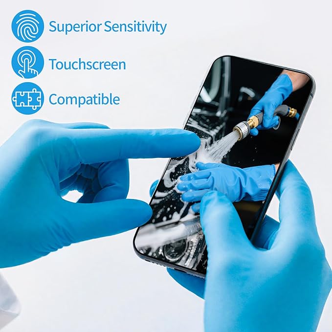 Nitrile Gloves Disposable, Latex and Powder Free Cleaning Rubber Gloves, 4 Mil Thick Safe for Food Prep, Cooking, Exam