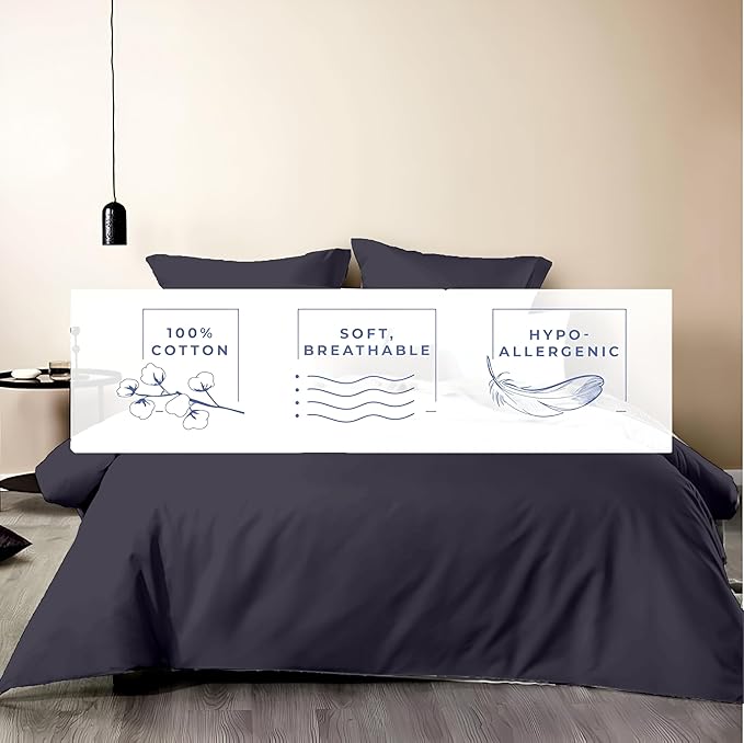 Kotton Culture 120"x120" 1 Pc Super King Plus/Super Oversize King Duvet Cover Only 100% Egyptian Cotton - 1000 TC, Zipper Closure & Corner Ties - Fits Only Extra Large Inserts - Dark Grey