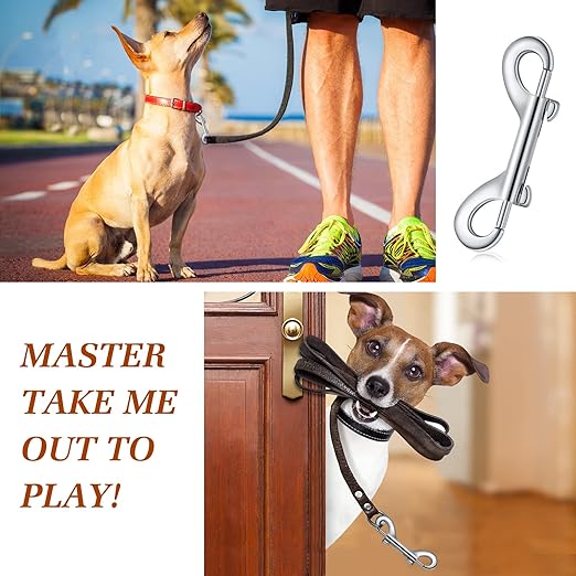 Hotop 40 Pcs 3.5 Inch Double Ended Bolt Snaps Hooks Zinc Alloy Trigger Chain Metal Clips Key Holder for Linking Key Chain Dog Leash Collar Pet Sling Feed Buckets(Silver)