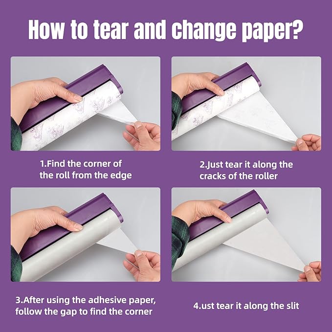 Large Lint Rollers for Carpet, Sticky Rollers for Floor RLOW 15.75 in with 3 Extra Sticky,Long Handle Sticky Mop for Cleaning Carpets, Pet Hair, Cars, Clothing