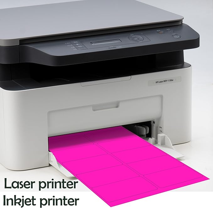 YSHIHE Colored Labels, 2" x 4", 8 Colors, 400 Labels, Permanent Adhesive, for Laser/Inkjet Printers