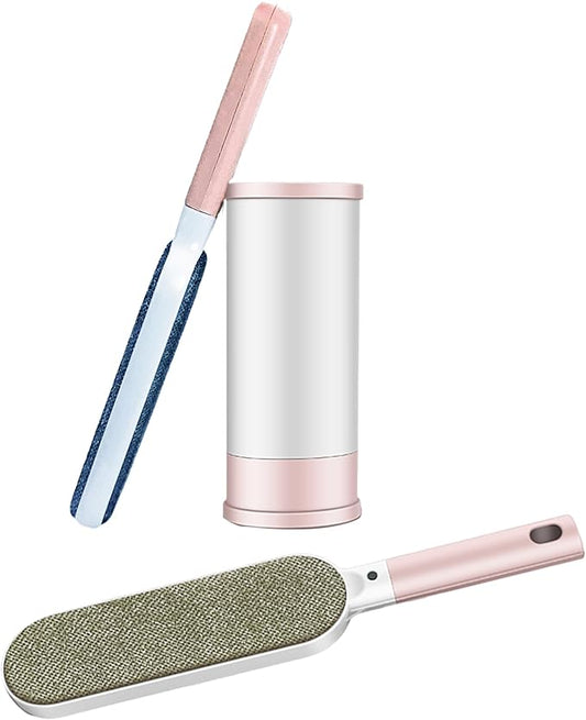 Lint Brushes for Clothes, Cat Dog Hair Remover for Lundary, Self-Cleaning Lint Remover for Bed Sofa Coat, Best Hair Cleaning Brushes Better Than Lint Roller (Large Pink)